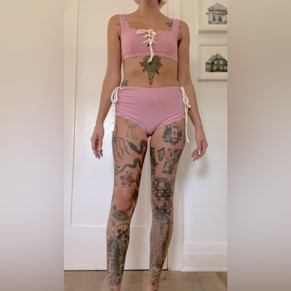 Marysia Swim x FWRD Palm Springs Tie Bikini Top & Bottom Set in Metallic Lilac
